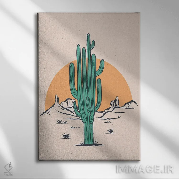 تابلو کاکتوس تنها اثر اروویند پرینتس - نمای روبهرو روی دیوار