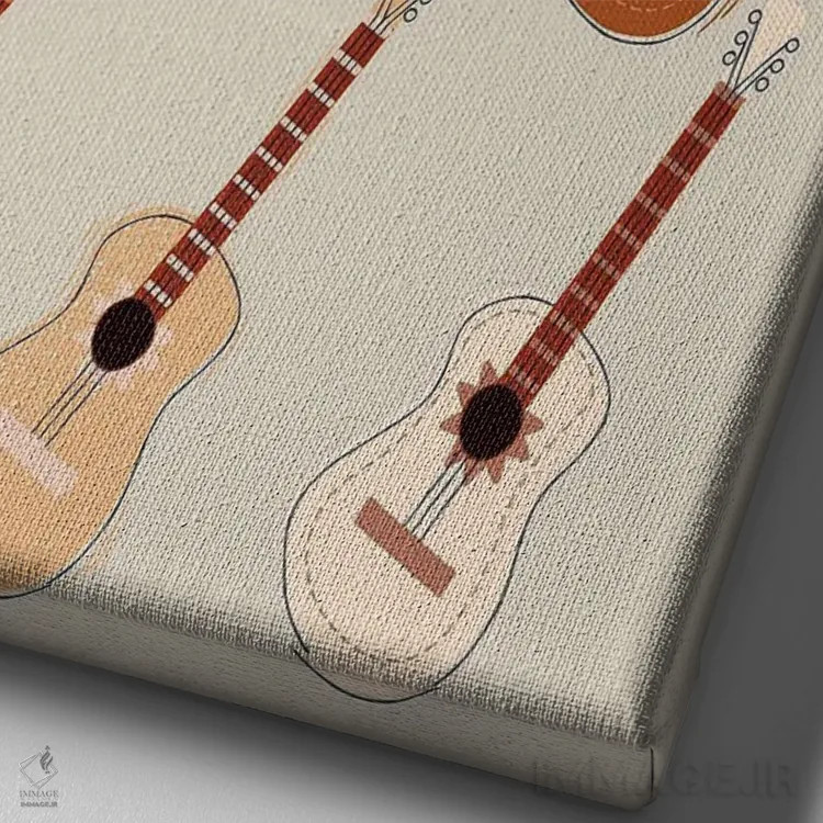 تابلو گیتارها اثر اروویند پرینتس - نمای نزدیک بافت بوم