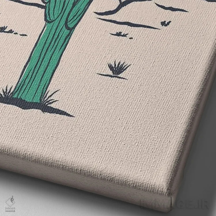 تابلو کاکتوس تنها اثر اروویند پرینتس - نمای نزدیک بافت بوم