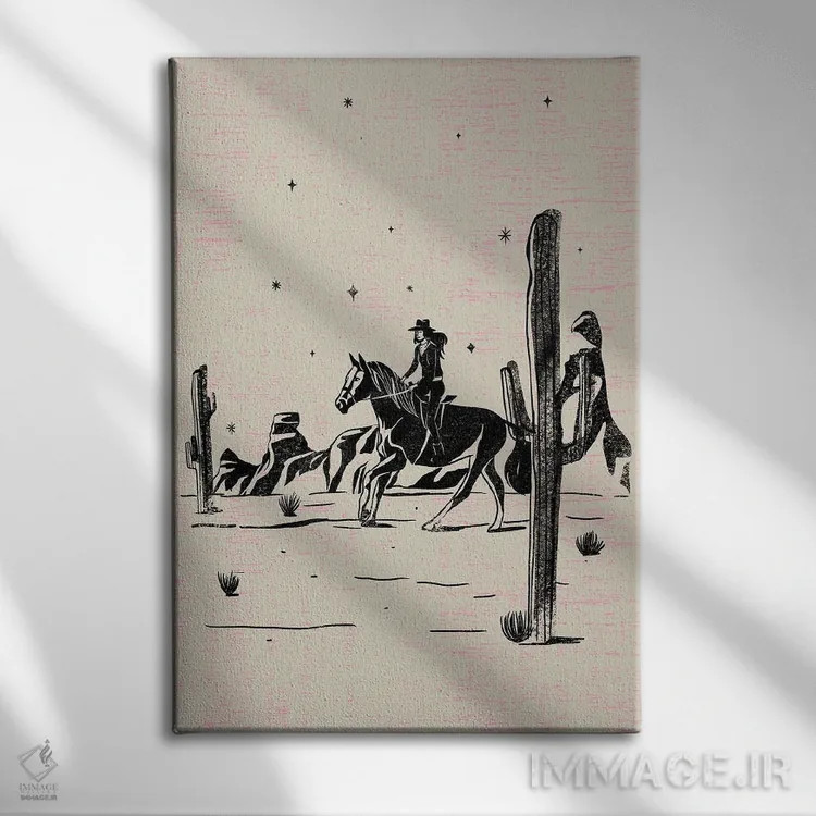 تابلو کابوی دختر تنها اثر اروویند پرینتس - نمای روبهرو روی دیوار