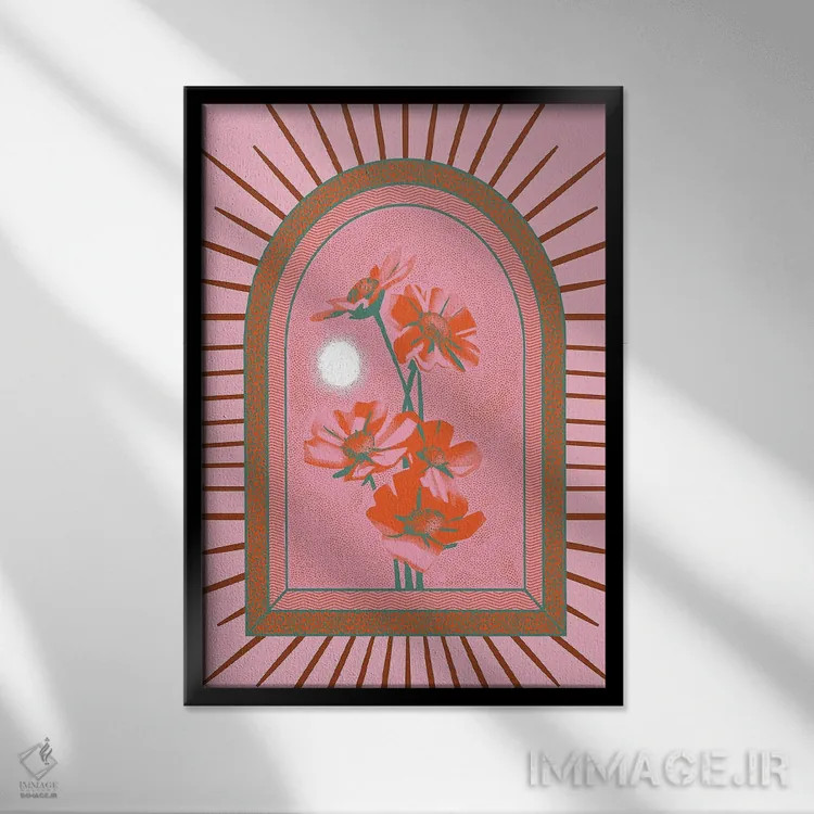 تابلو گلهای برقی اثر اروویند پرینتس - نمای قابدار مشکی