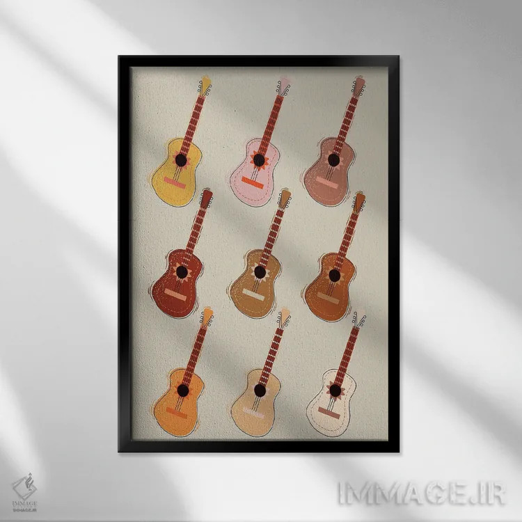 تابلو گیتارها اثر اروویند پرینتس - نمای قابدار مشکی