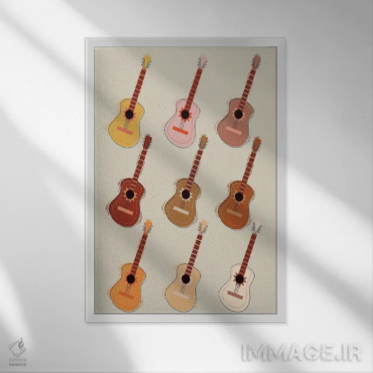 تابلو گیتارها اثر اروویند پرینتس - نمای قابدار سفید