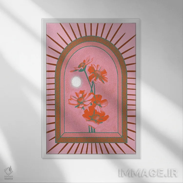 تابلو گلهای برقی اثر اروویند پرینتس - نمای قابدار سفید