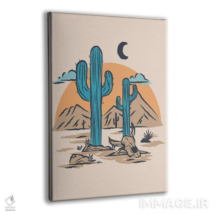 تابلو کاکتوسهای فیروزهای اثر اروویند پرینتس - نمای پرسپکتیو محصول