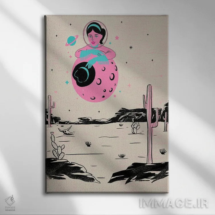 تابلو کابوی دختر فضایی II اثر اروویند پرینتس - نمای روبهرو روی دیوار