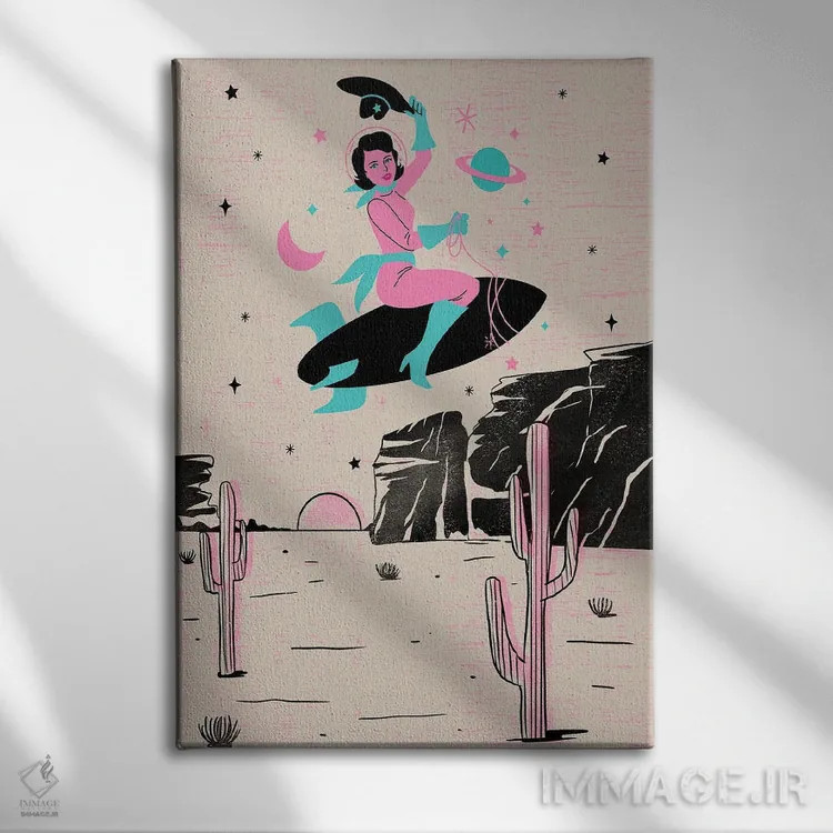 تابلو کابوی دختر فضایی اثر اروویند پرینتس - نمای روبهرو روی دیوار