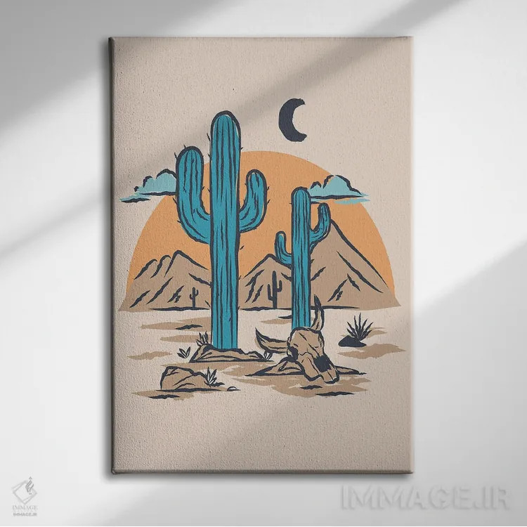 تابلو کاکتوسهای فیروزهای اثر اروویند پرینتس - نمای روبهرو روی دیوار