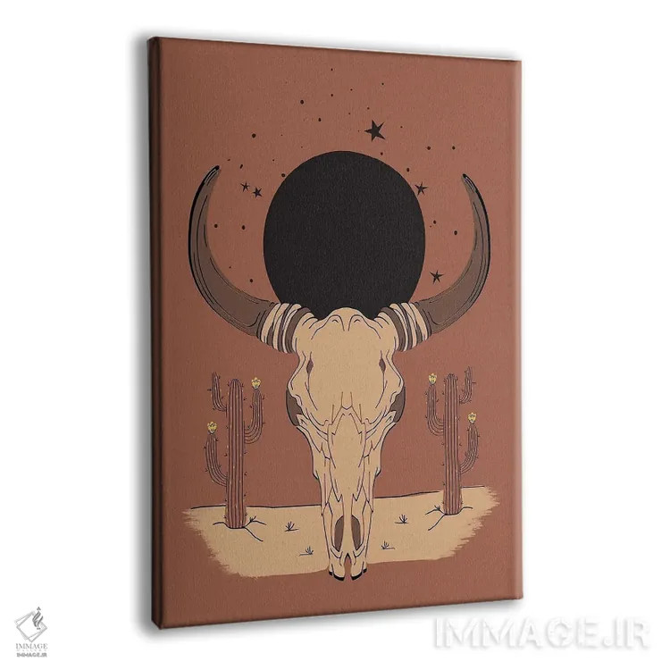 تابلو جمجمه گاو اثر اروویند پرینتس - نمای پرسپکتیو محصول