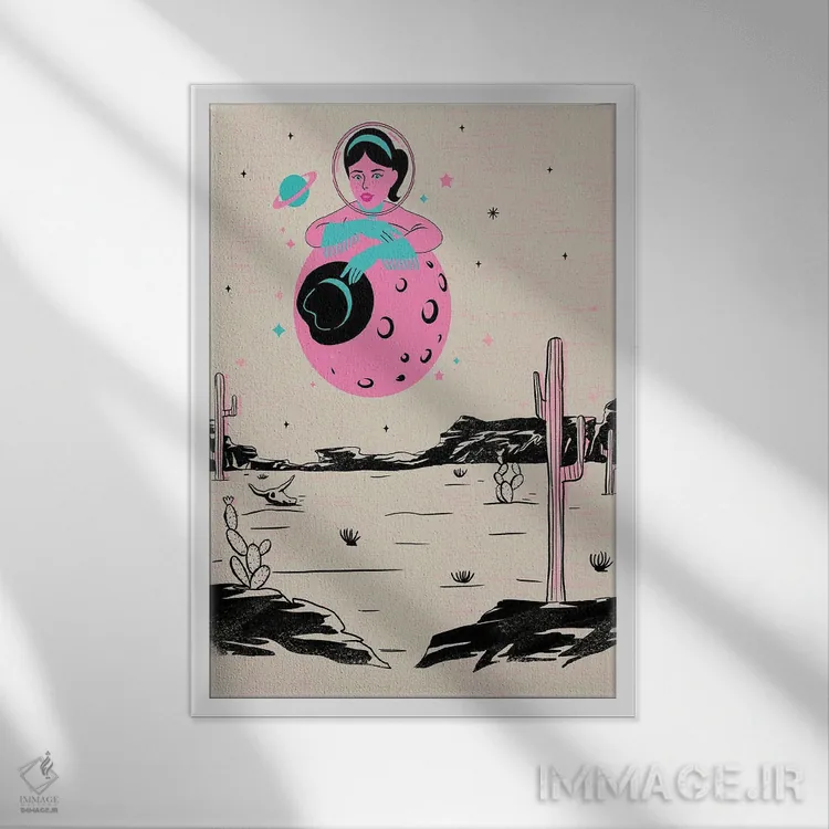 تابلو کابوی دختر فضایی II اثر اروویند پرینتس - نمای قابدار سفید