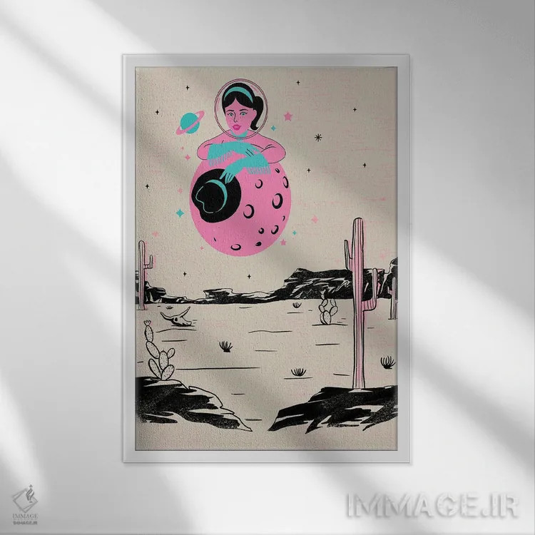 تابلو کابوی دختر فضایی II اثر اروویند پرینتس - نمای قابدار سفید