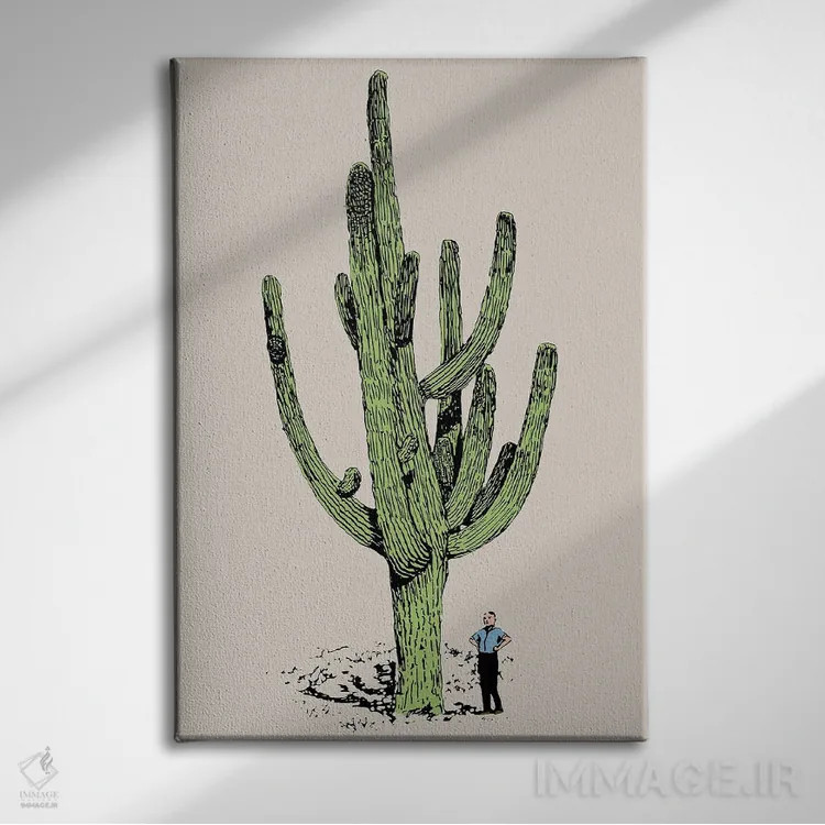 تابلو مرد کاکتوس اثر اروویند پرینتس - نمای روبهرو روی دیوار