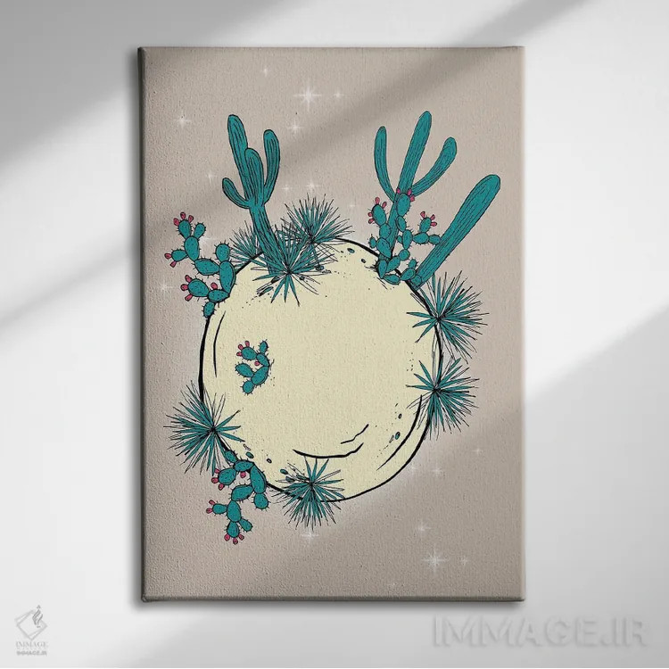 تابلو ماه کاکتوس اثر اروویند پرینتس - نمای روبهرو روی دیوار