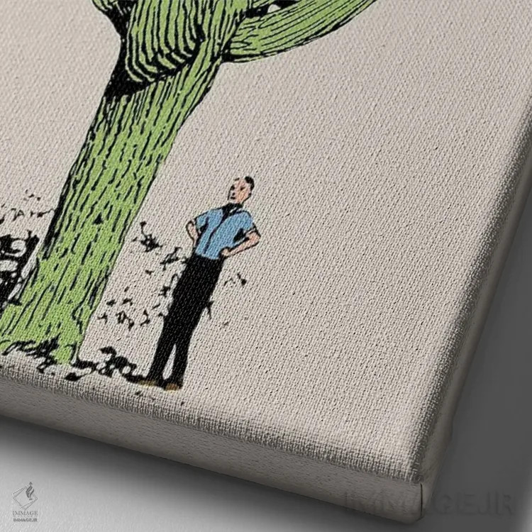 تابلو مرد کاکتوس اثر اروویند پرینتس - نمای نزدیک بافت بوم