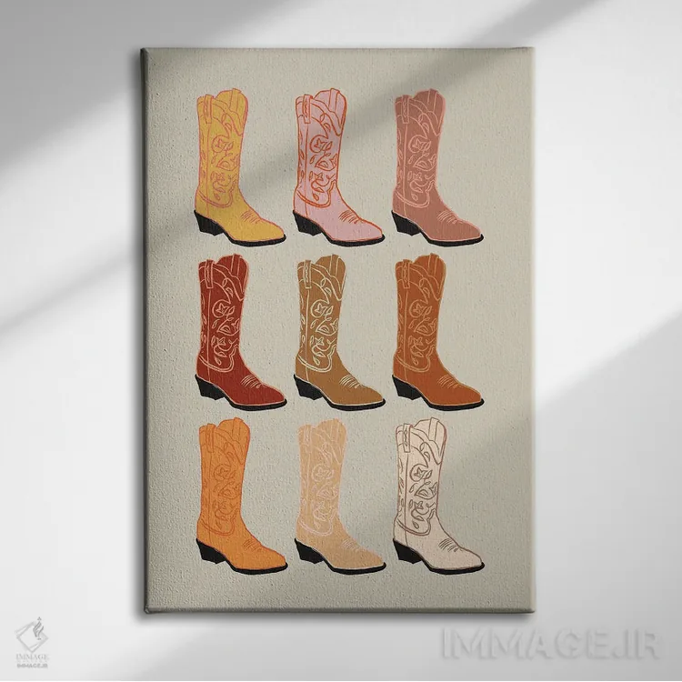 تابلو چکمههای کابویی اثر اروویند پرینتس - نمای روبهرو روی دیوار