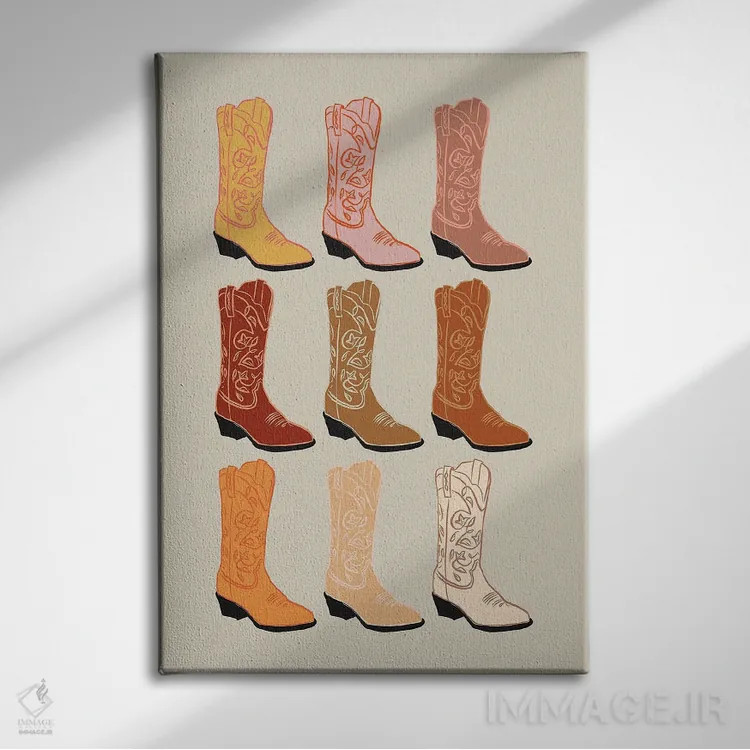 تابلو چکمههای کابویی اثر اروویند پرینتس - نمای روبهرو روی دیوار