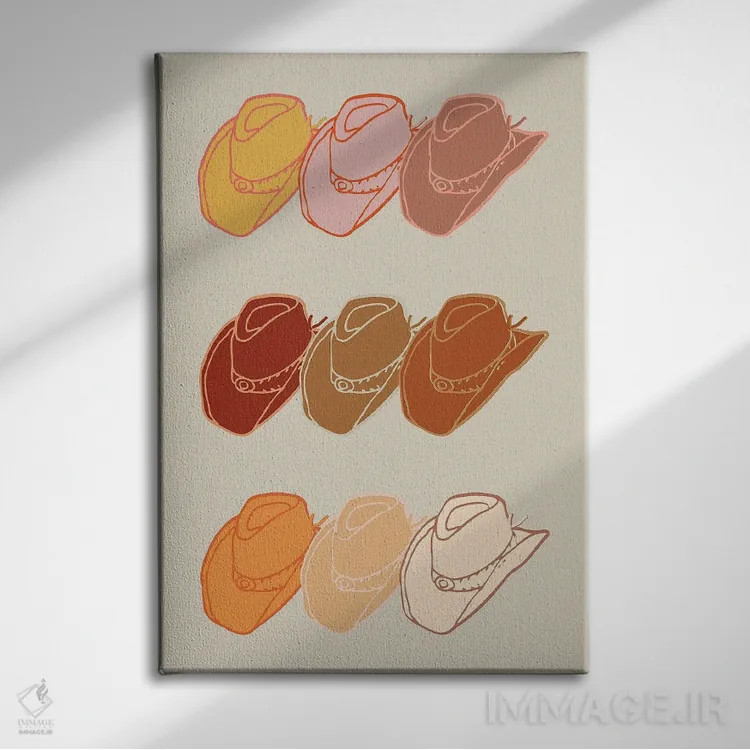 تابلو کلاههای کابویی اثر اروویند پرینتس - نمای روبهرو روی دیوار