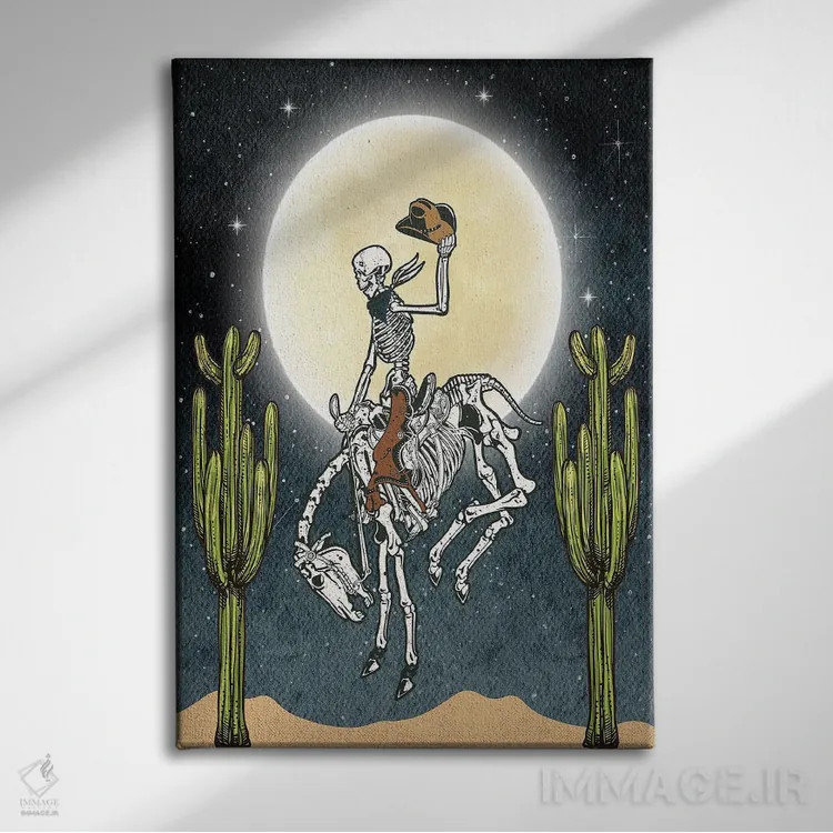 تابلو اسکلت کابویی اثر اروویند پرینتس - نمای روبهرو روی دیوار