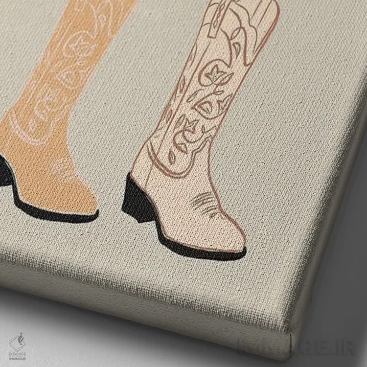 تابلو چکمههای کابویی اثر اروویند پرینتس - نمای نزدیک بافت بوم