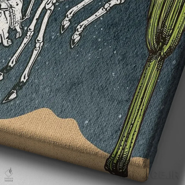 تابلو اسکلت کابویی اثر اروویند پرینتس - نمای نزدیک بافت بوم