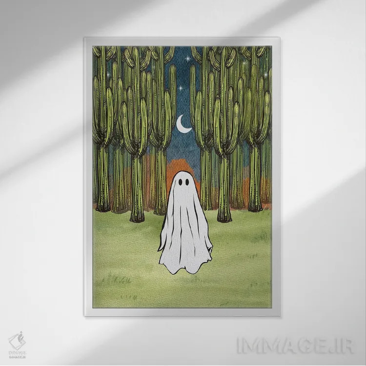 تابلو روح کاکتوس اثر اروویند پرینتس - نمای قابدار سفید