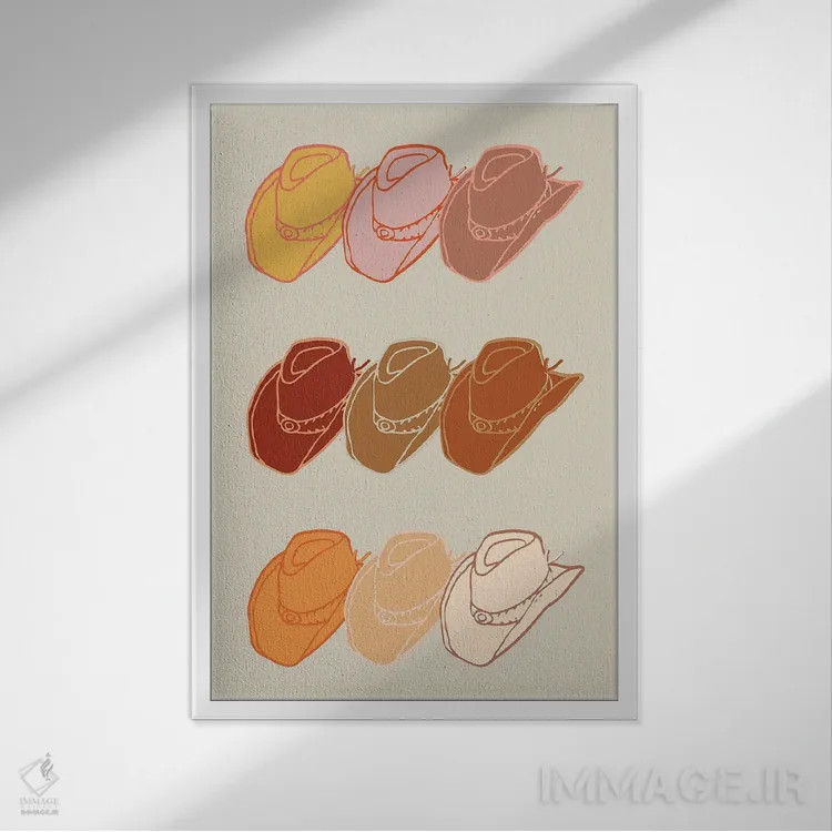 تابلو کلاههای کابویی اثر اروویند پرینتس - نمای قابدار سفید