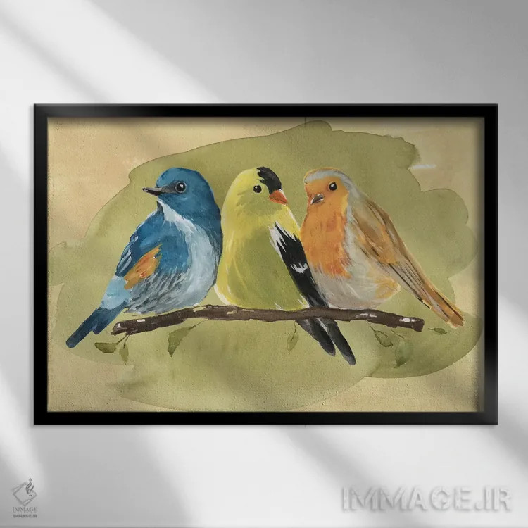 تابلو نشست پرنده I اثر آنی وارن - نمای قابدار مشکی