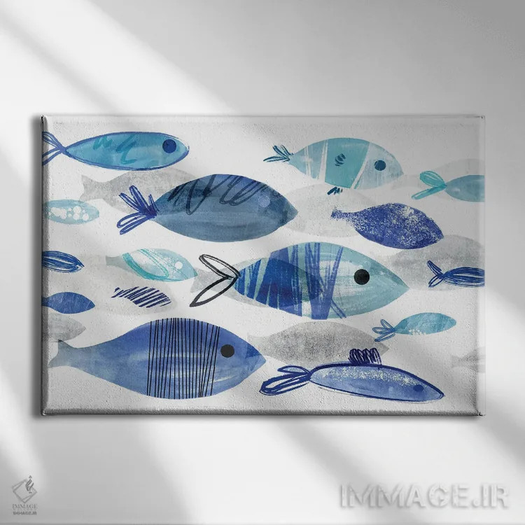 تابلو رژه ماهیها I اثر آنی وارن - نمای روبهرو روی دیوار