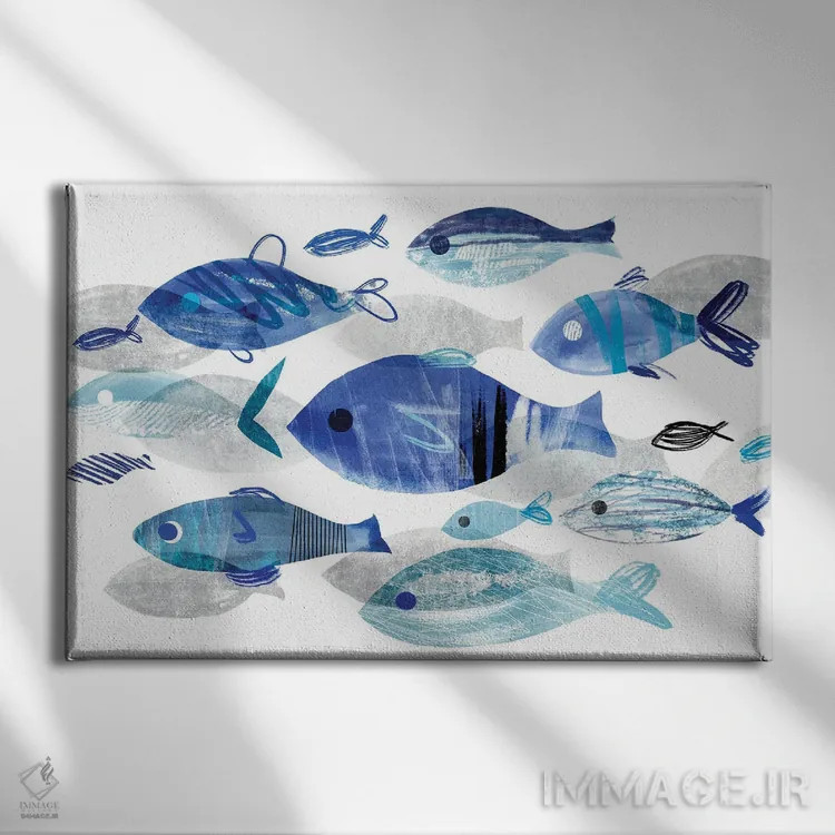 تابلو رژه ماهیها II اثر آنی وارن - نمای روبهرو روی دیوار