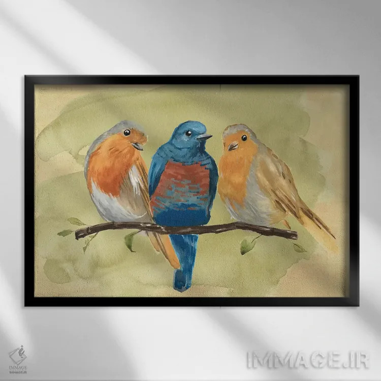 تابلو نشست پرنده II اثر آنی وارن - نمای قابدار مشکی