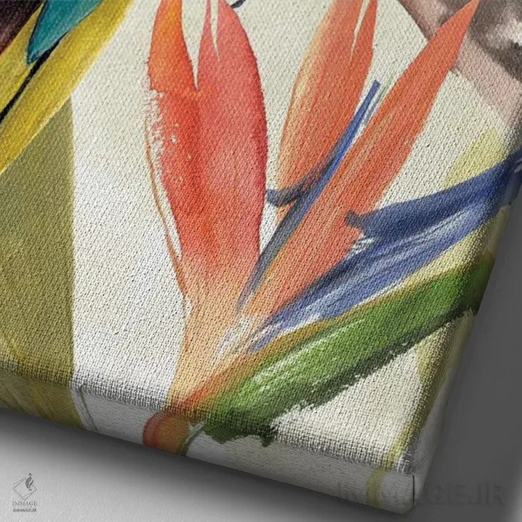 تابلو ترکیب طوطی گرمسیری I اثر آنی وارن - نمای نزدیک بافت بوم