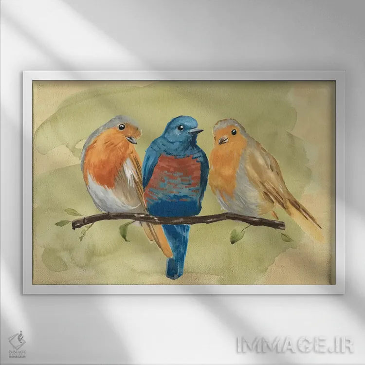 تابلو نشست پرنده II اثر آنی وارن - نمای قابدار سفید