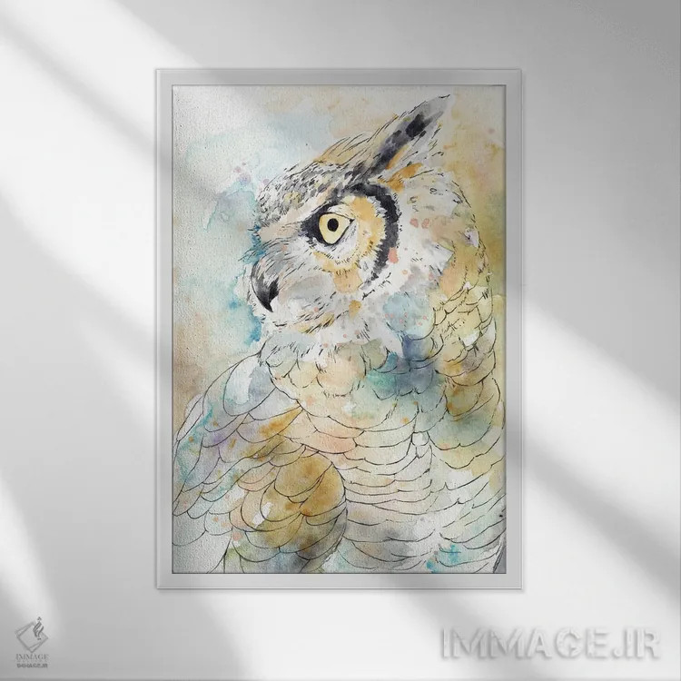 تابلو جغد باشکوه I اثر آنی وارن - نمای قابدار سفید