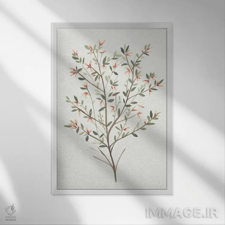 تابلو شاخه تکی III اثر آنی وارن - نمای قابدار سفید