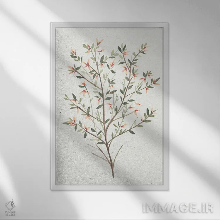 تابلو شاخه تکی III اثر آنی وارن - نمای قابدار سفید