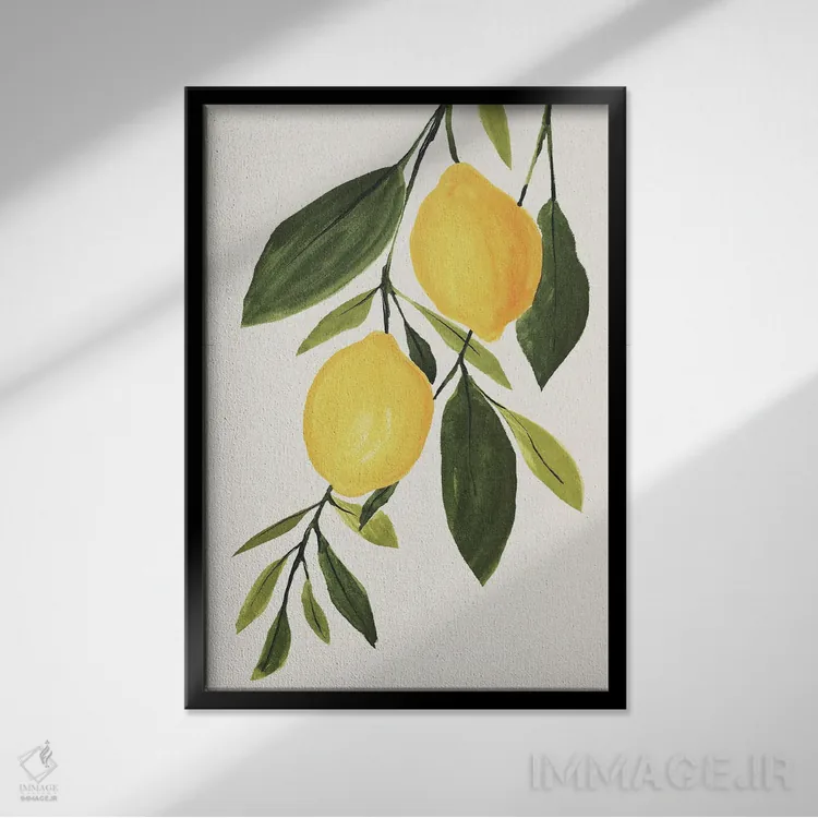 تابلو شاخه لیمو I اثر آنی وارن - نمای قابدار مشکی