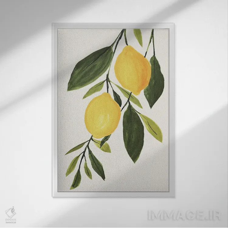 تابلو شاخه لیمو I اثر آنی وارن - نمای قابدار سفید