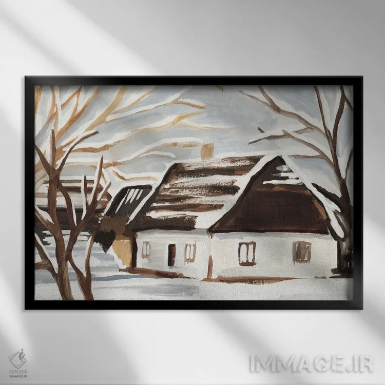 تابلو کلبه زمستانی I اثر آنی وارن - نمای قابدار مشکی