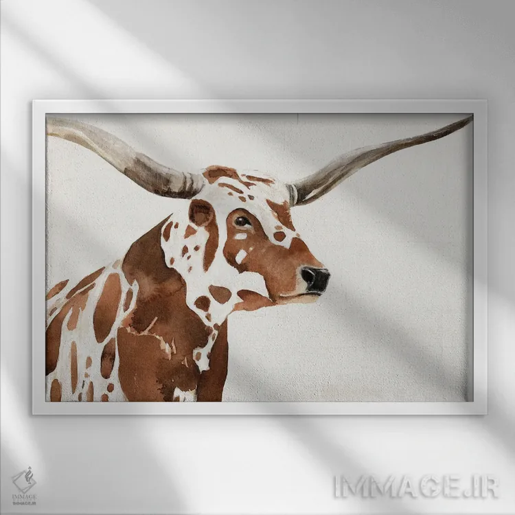 تابلو گاو خالدار IV اثر آنی وارن - نمای قابدار سفید