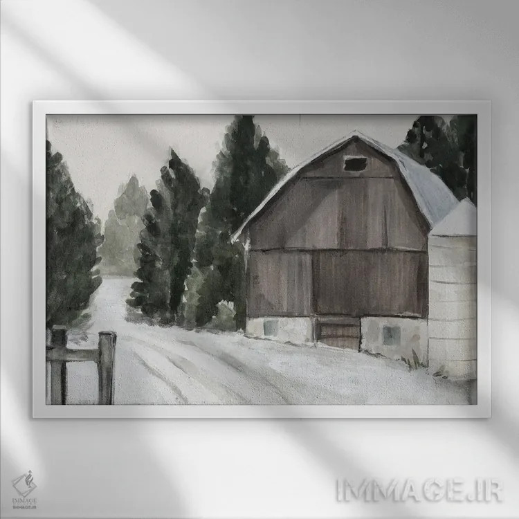 تابلو انبار زمستانی II اثر آنی وارن - نمای قابدار سفید