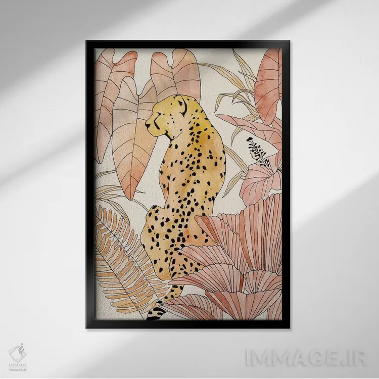 تابلو یوزپلنگ سرخگونه I اثر آنی وارن - نمای قابدار مشکی