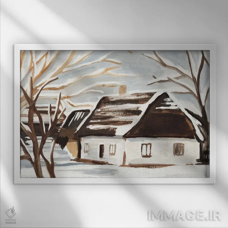تابلو کلبه زمستانی I اثر آنی وارن - نمای قابدار سفید