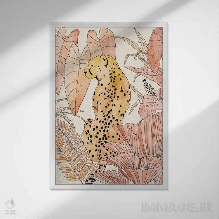 تابلو یوزپلنگ سرخگونه I اثر آنی وارن - نمای قابدار سفید