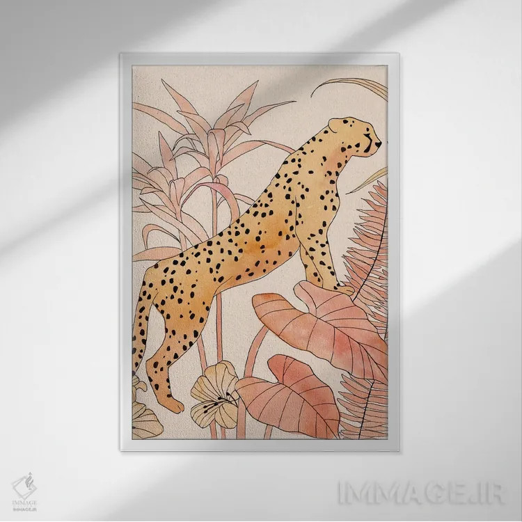 تابلو یوزپلنگ سرخگونه II اثر آنی وارن - نمای قابدار سفید