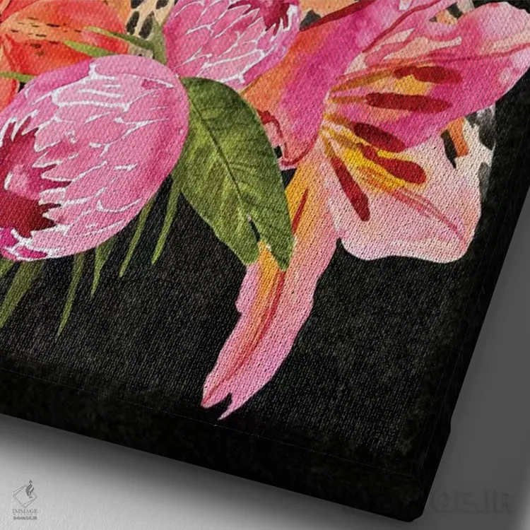 تابلو دستهگل یوزپلنگ I اثر آنی وارن - نمای نزدیک بافت بوم