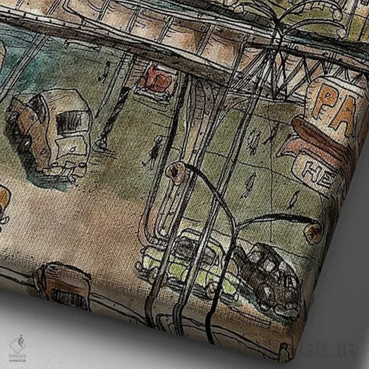 تابلو پشت پیچ اثر آرون ووتن - نمای نزدیک بافت بوم