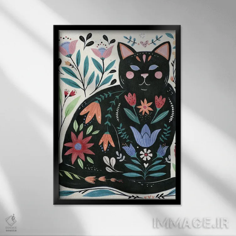 تابلو گربه محلی II اثر آنی وارن - نمای قابدار مشکی