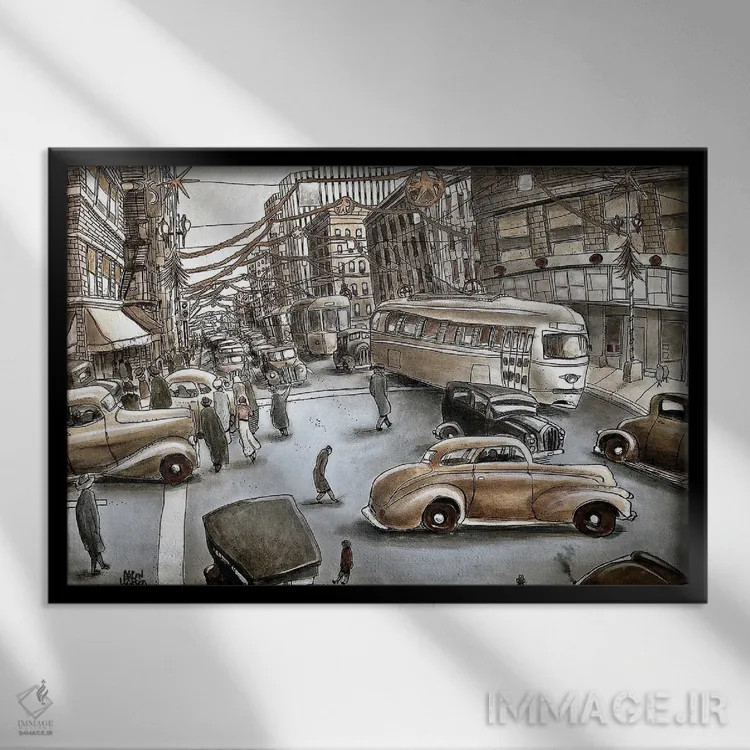 تابلو شب کریسمس ۱۹۴۵ اثر آرون ووتن - نمای قابدار مشکی