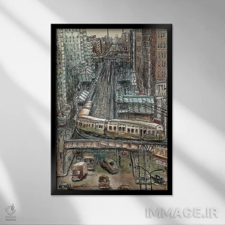 تابلو پشت پیچ اثر آرون ووتن - نمای قابدار مشکی