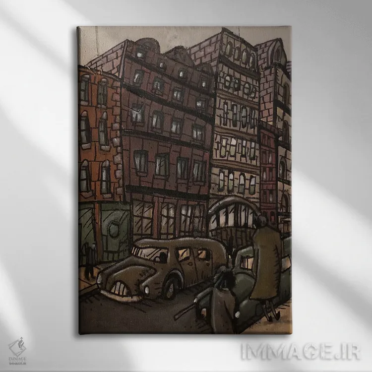 تابلو مرکز شهر نیویورک اثر آرون ووتن - نمای روبهرو روی دیوار